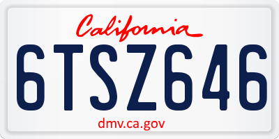 CA license plate 6TSZ646