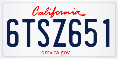 CA license plate 6TSZ651