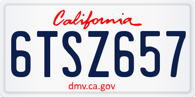 CA license plate 6TSZ657