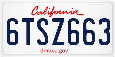 CA license plate 6TSZ663