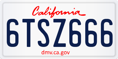CA license plate 6TSZ666