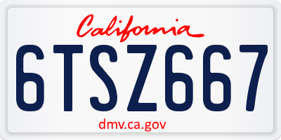 CA license plate 6TSZ667