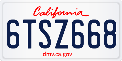 CA license plate 6TSZ668