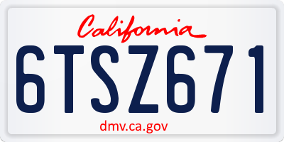 CA license plate 6TSZ671