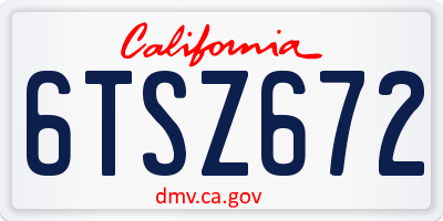 CA license plate 6TSZ672
