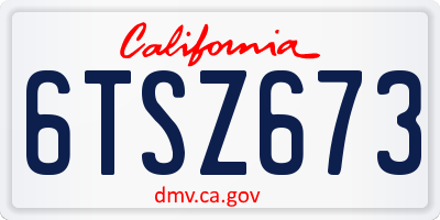 CA license plate 6TSZ673