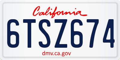 CA license plate 6TSZ674