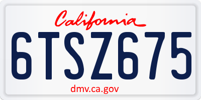 CA license plate 6TSZ675