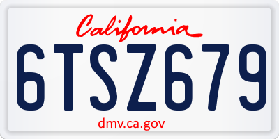 CA license plate 6TSZ679