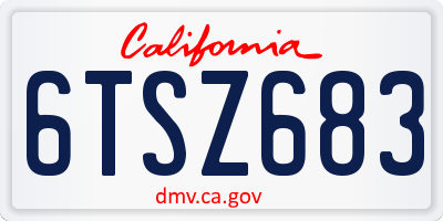 CA license plate 6TSZ683