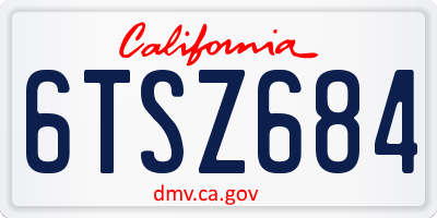 CA license plate 6TSZ684