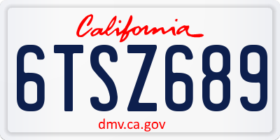 CA license plate 6TSZ689