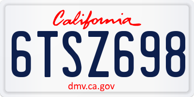 CA license plate 6TSZ698
