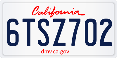CA license plate 6TSZ702