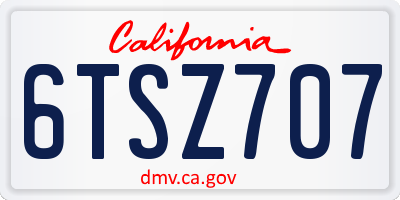 CA license plate 6TSZ707