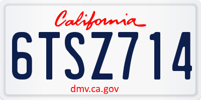 CA license plate 6TSZ714