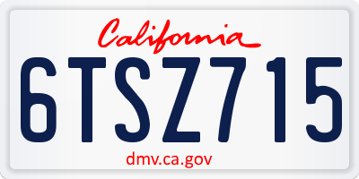 CA license plate 6TSZ715