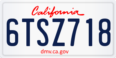 CA license plate 6TSZ718