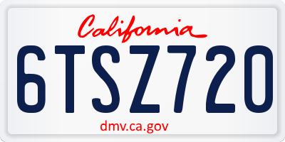 CA license plate 6TSZ720