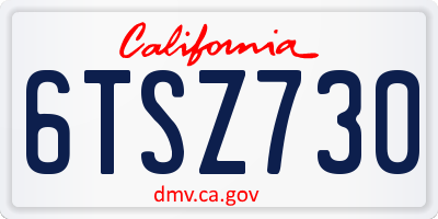 CA license plate 6TSZ730