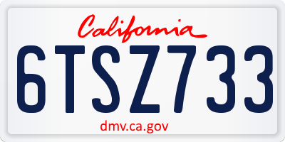 CA license plate 6TSZ733