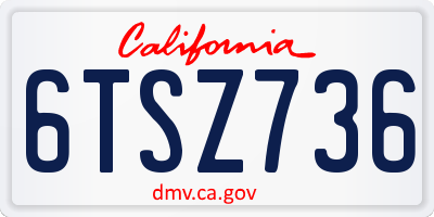 CA license plate 6TSZ736
