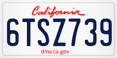 CA license plate 6TSZ739