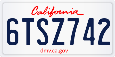 CA license plate 6TSZ742