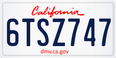 CA license plate 6TSZ747