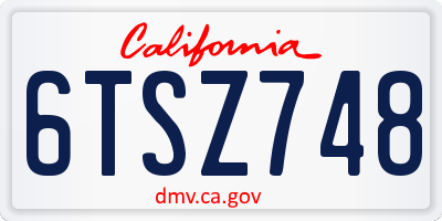 CA license plate 6TSZ748