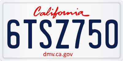 CA license plate 6TSZ750