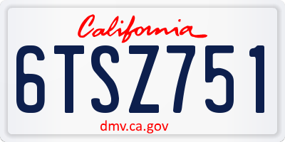 CA license plate 6TSZ751