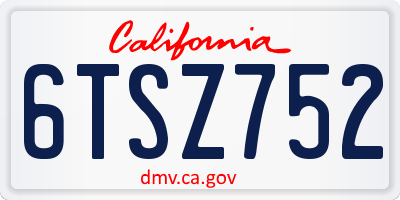 CA license plate 6TSZ752