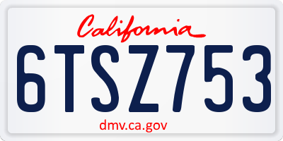 CA license plate 6TSZ753