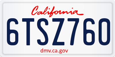 CA license plate 6TSZ760