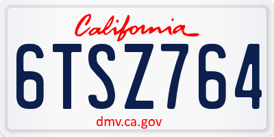 CA license plate 6TSZ764