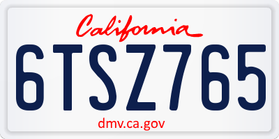 CA license plate 6TSZ765