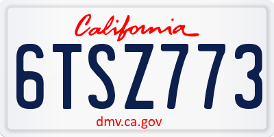 CA license plate 6TSZ773