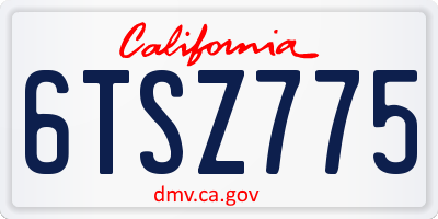 CA license plate 6TSZ775
