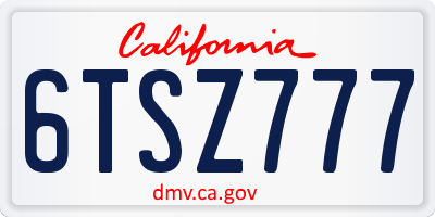 CA license plate 6TSZ777