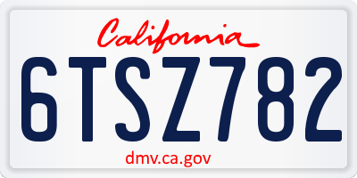 CA license plate 6TSZ782