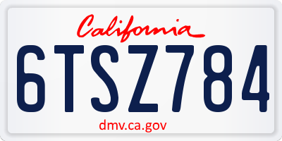 CA license plate 6TSZ784