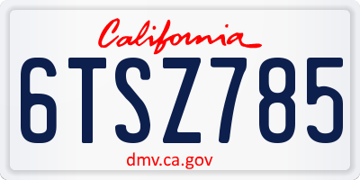 CA license plate 6TSZ785