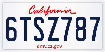 CA license plate 6TSZ787