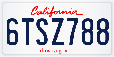 CA license plate 6TSZ788