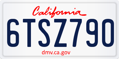 CA license plate 6TSZ790