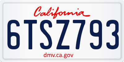 CA license plate 6TSZ793