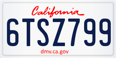 CA license plate 6TSZ799