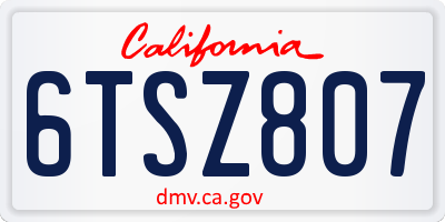 CA license plate 6TSZ807