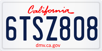 CA license plate 6TSZ808